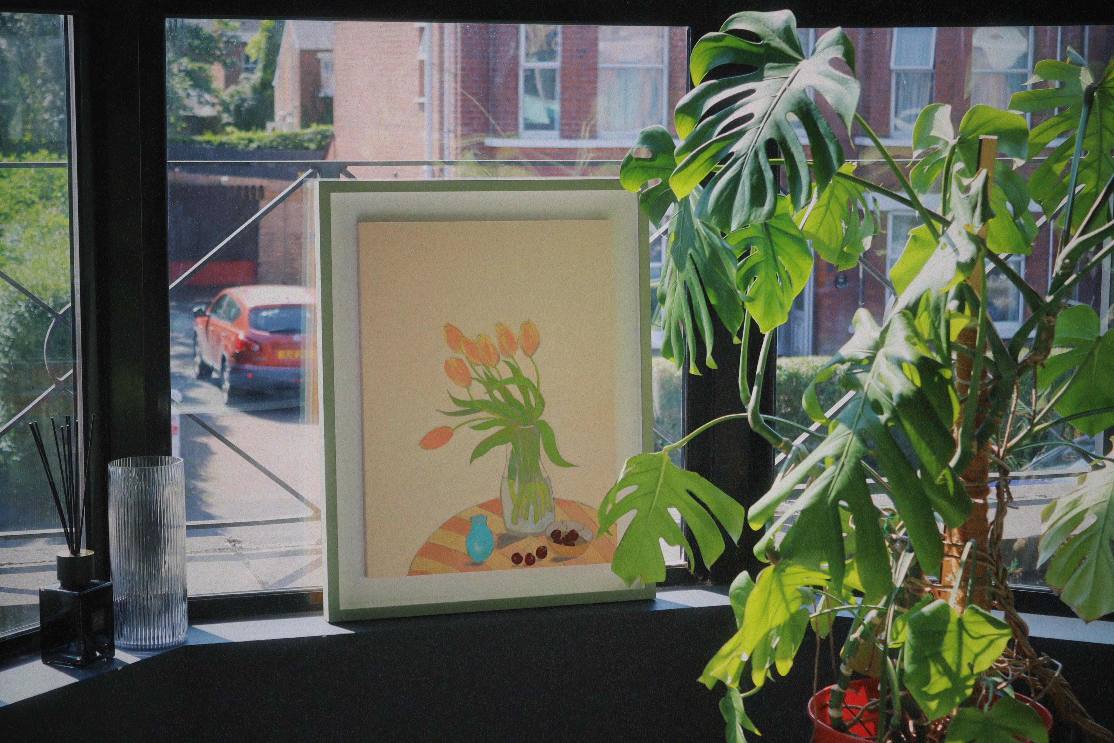 Tulips and Sweet Cherries