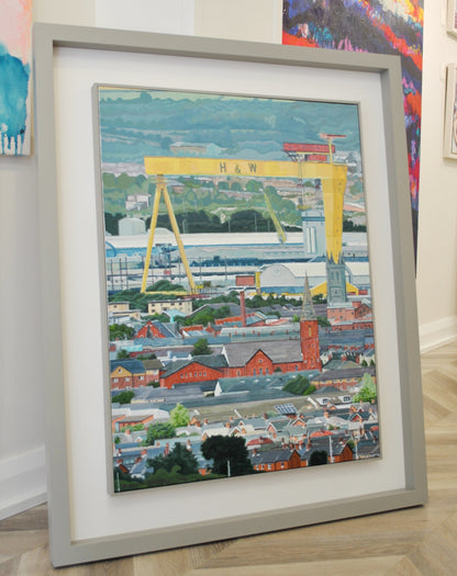 View of Castlereagh, Cranes and Fields Under Cavehill from Cregagh