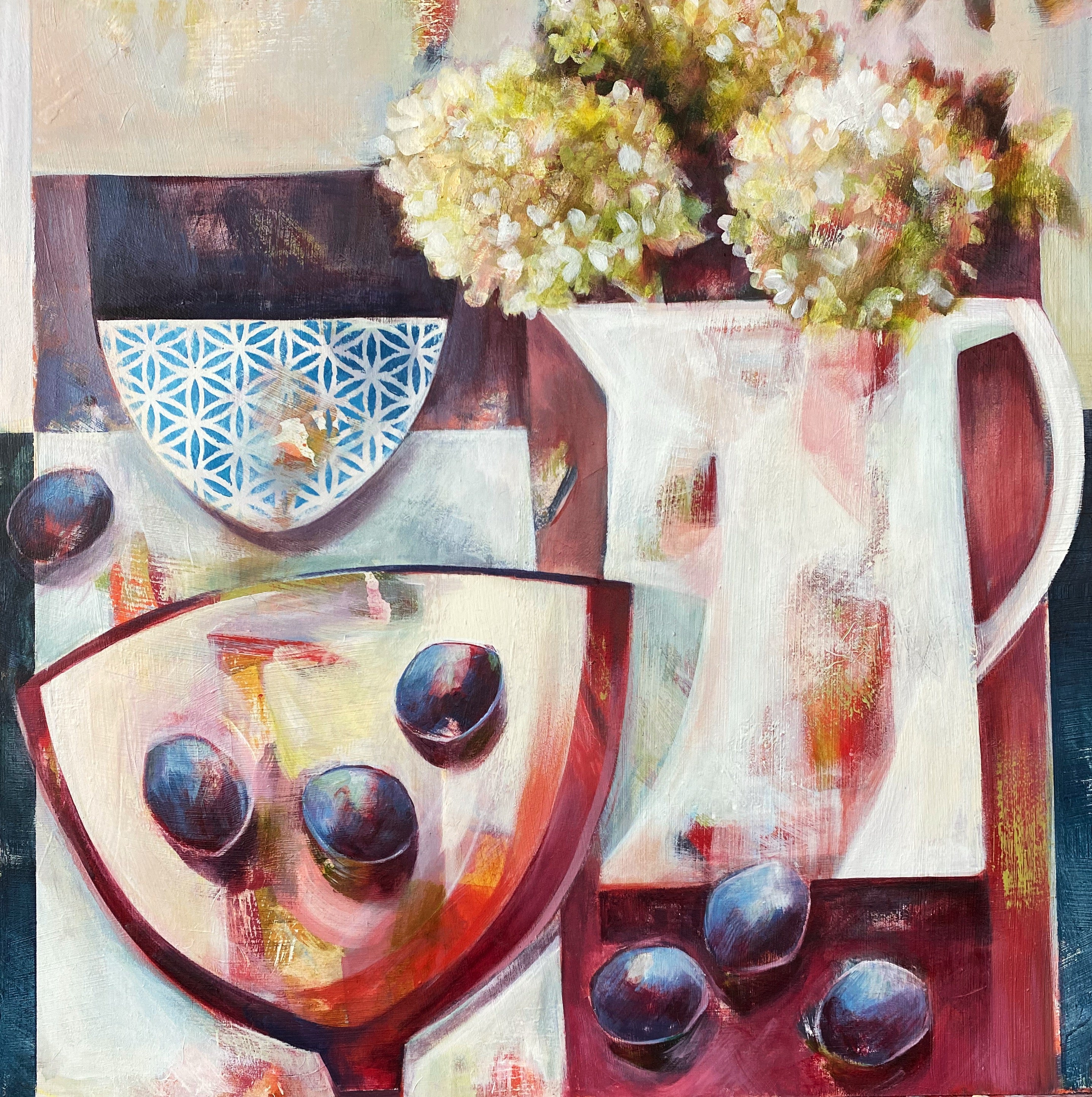 Damsons and Hydrangeas