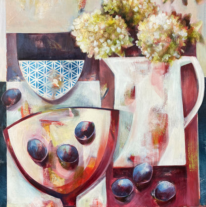 Damsons and Hydrangeas