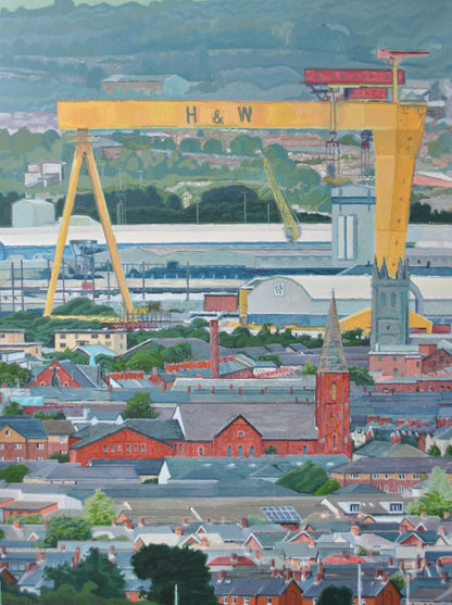 View of Castlereagh, Cranes and Fields Under Cavehill from Cregagh